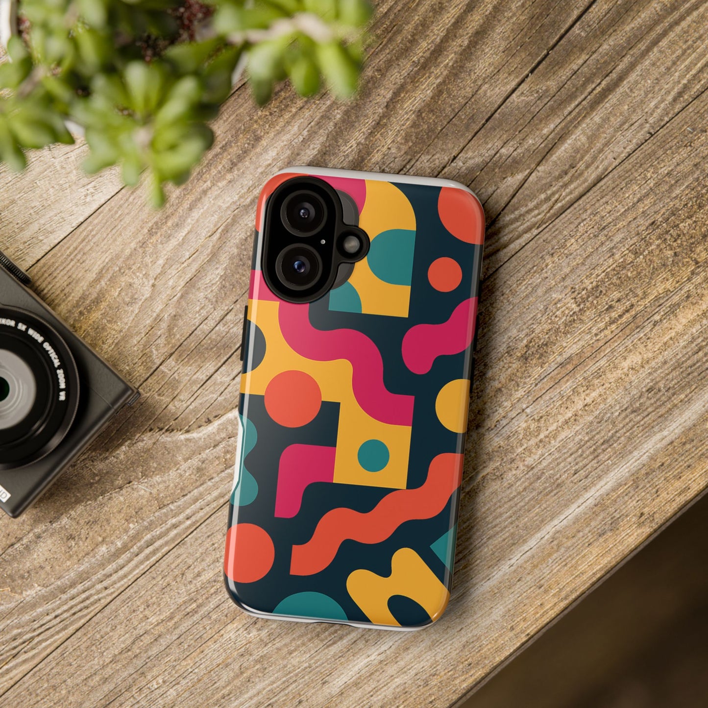 Colorful Phone Case with Abstract Design, Tough Phone Cover, Trendy Smartphone Accessory, Unique Gift for Her, Modern Tech Case