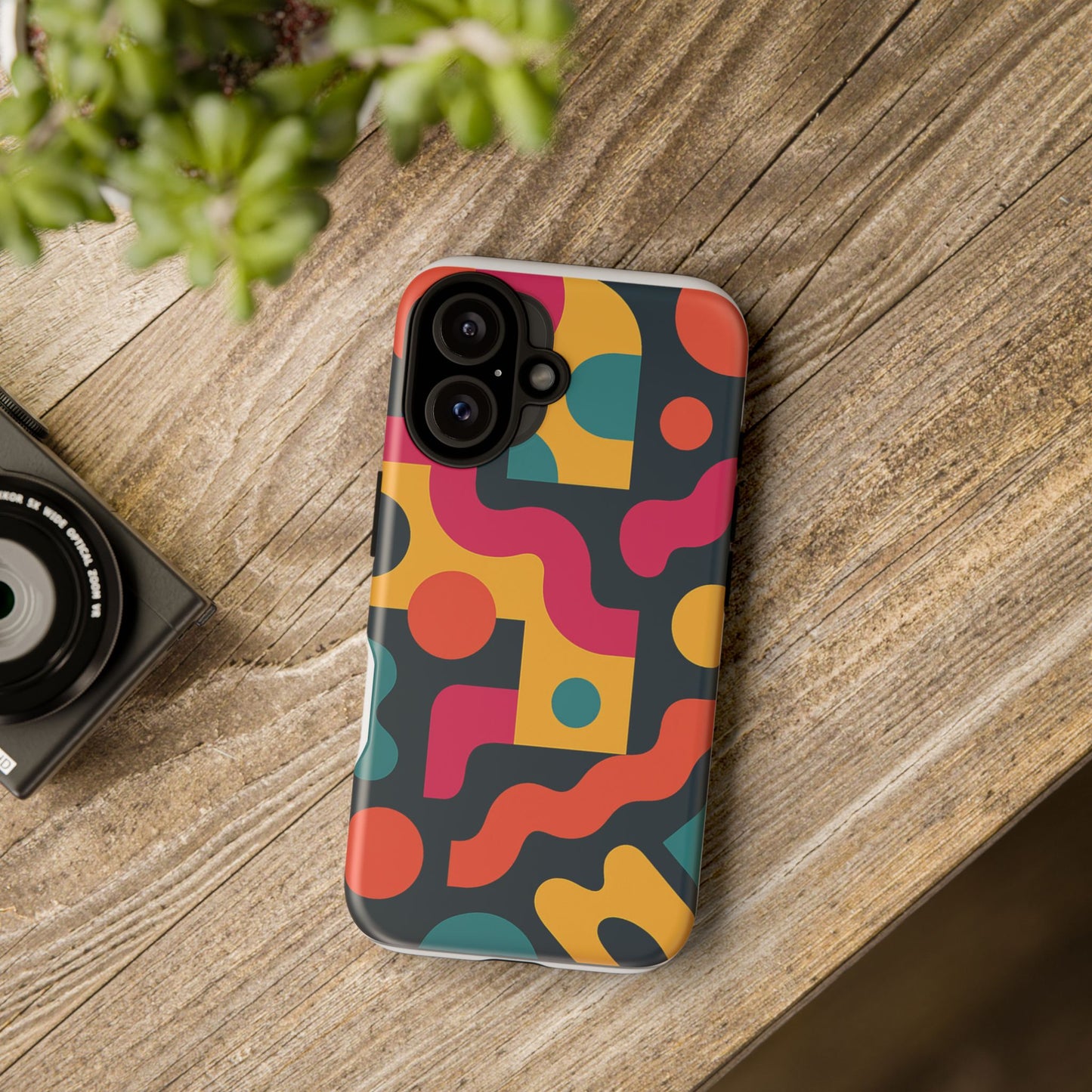 Colorful Phone Case with Abstract Design, Tough Phone Cover, Trendy Smartphone Accessory, Unique Gift for Her, Modern Tech Case