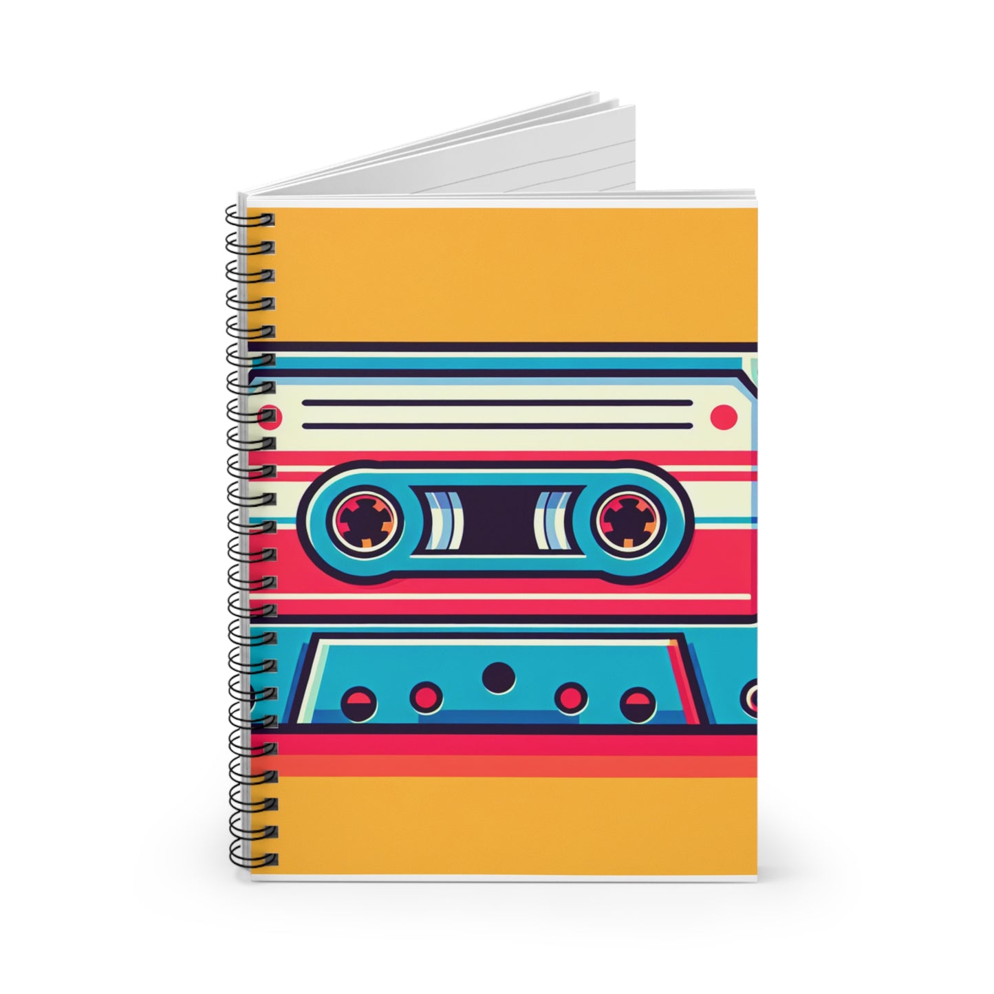 Retro Cassette Tape Spiral Notebook | Vintage Journal for Music Lovers, Gift for Students, Creative Writing, Doodle & Note Taking