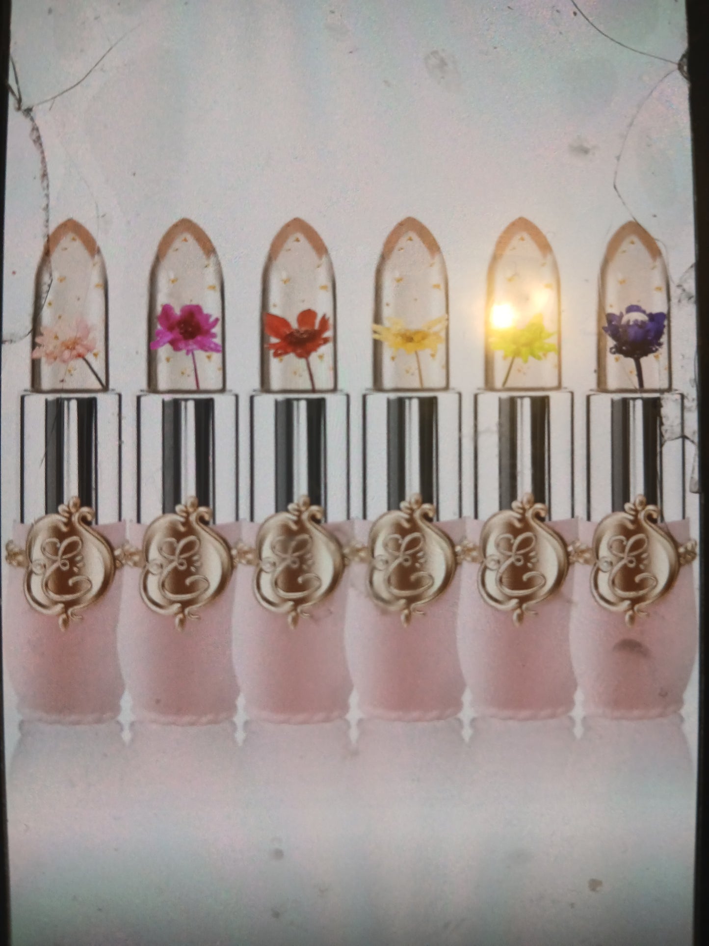Lip stick with flowers