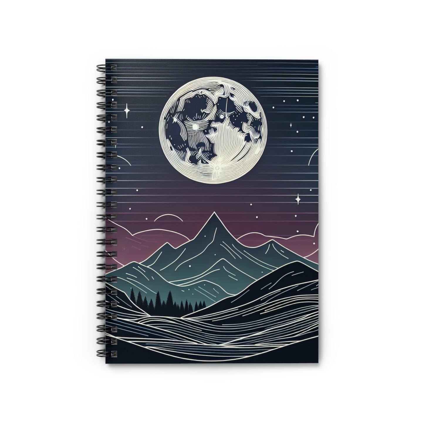 Moonlit Mountains Spiral Notebook - Aesthetic Journal for Nature Lovers, Gifts for Students, Eco-Friendly Stationery, Night Sky [...]