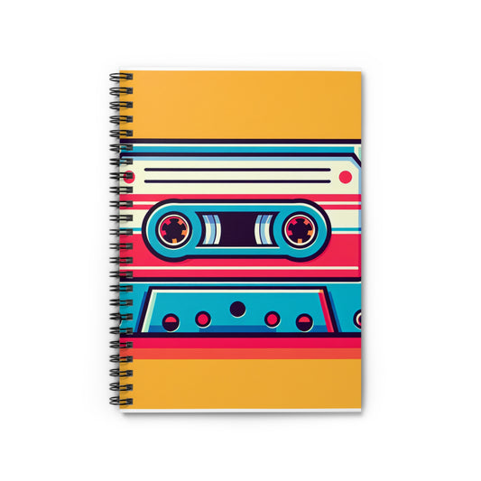 Retro Cassette Tape Spiral Notebook | Vintage Journal for Music Lovers, Gift for Students, Creative Writing, Doodle & Note Taking