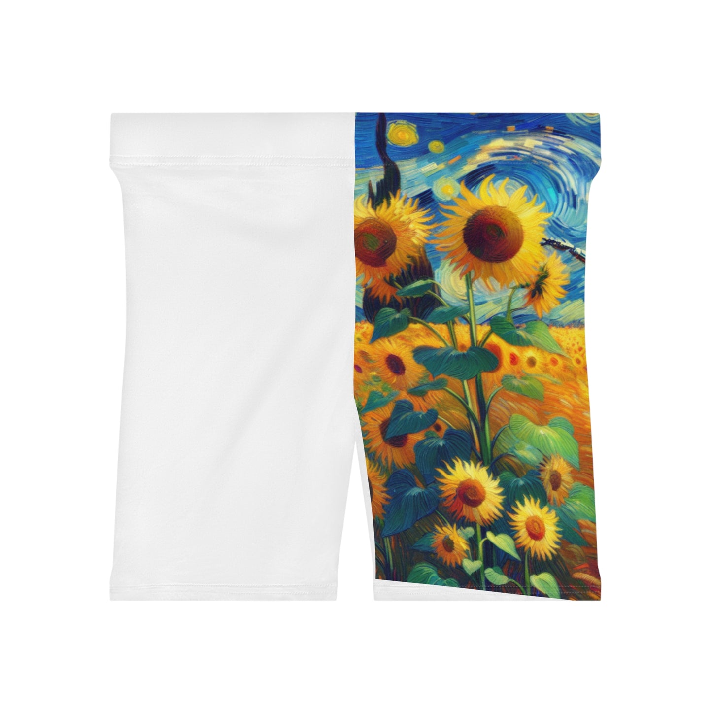 Women's Art-Inspired Biker Shorts, Trendy Athletic Wear, Unique Workout Shorts, Sunflower Print Activewear, Gifts for Fitness Lovers, [...]
