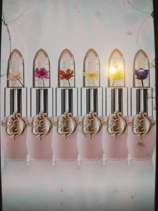 Lip stick with flowers
